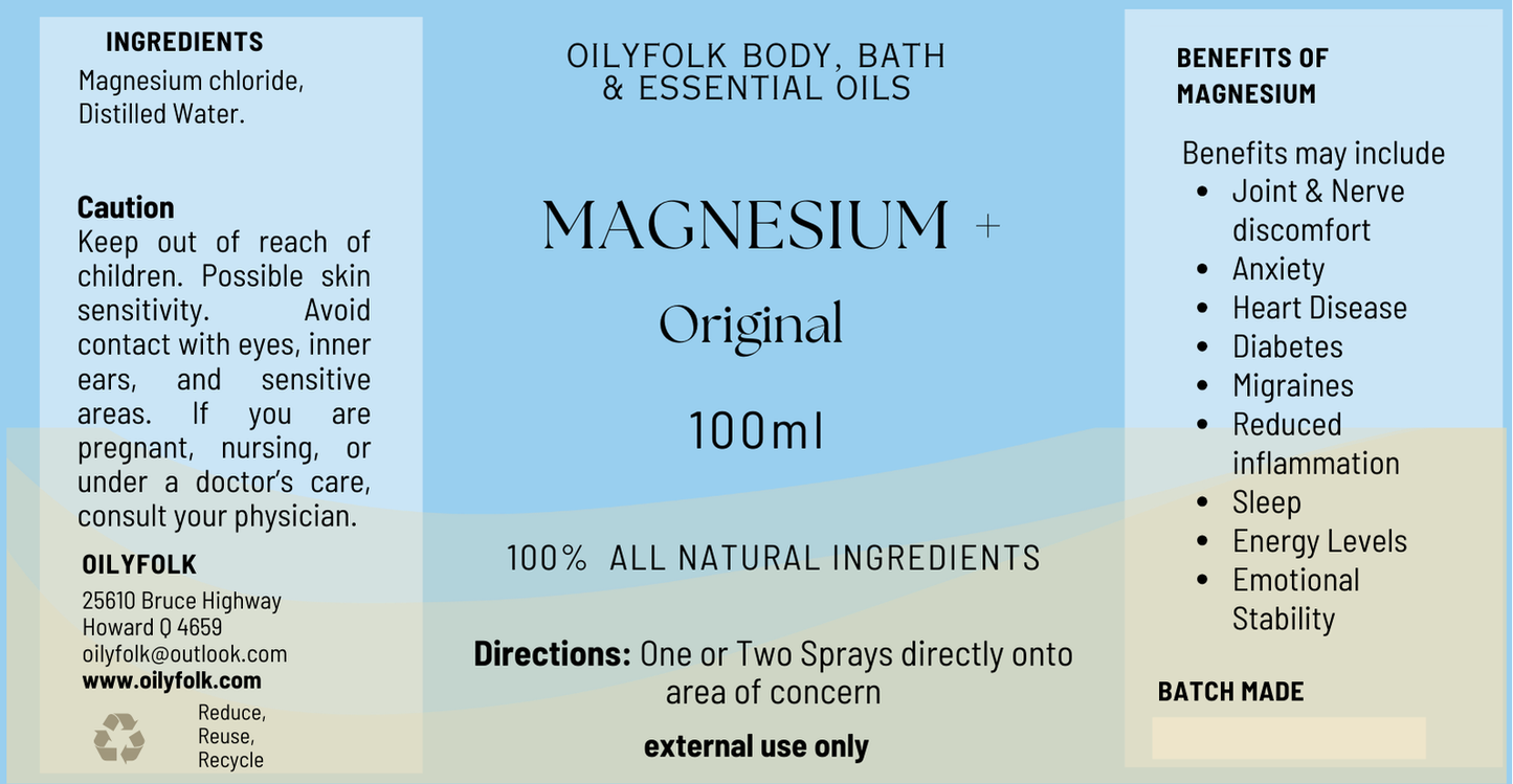 Magnesium Spray 100ml Blue Label