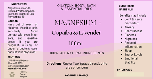 Magnesium, Copaiba, Lavender Spray 100ml